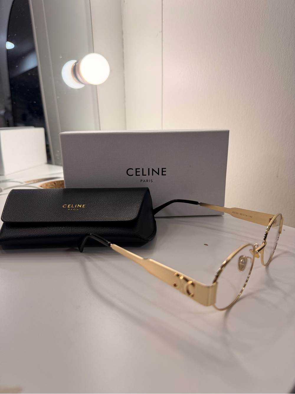 Celine Gold Metal Frame Women's Eyeglasses with Black Temple Tips